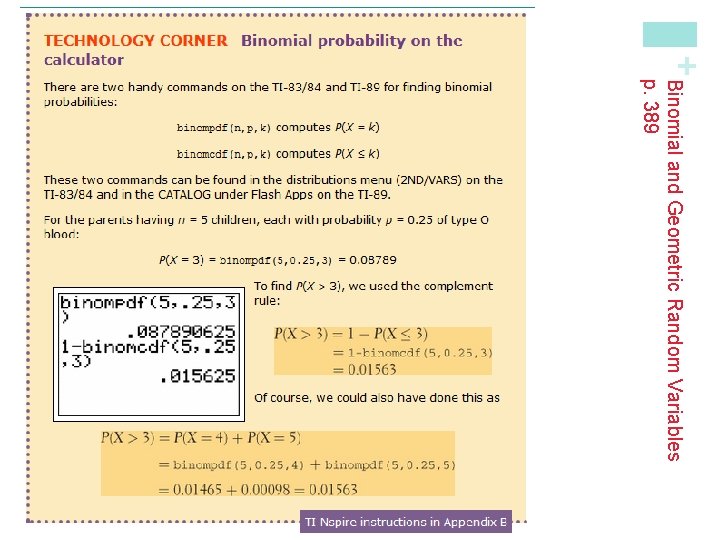 Binomial and Geometric Random Variables p. 389 + 