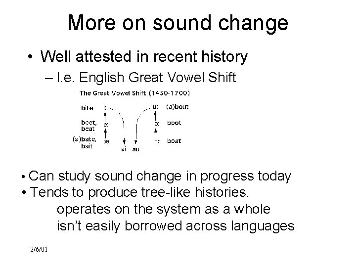 More on sound change • Well attested in recent history – I. e. English