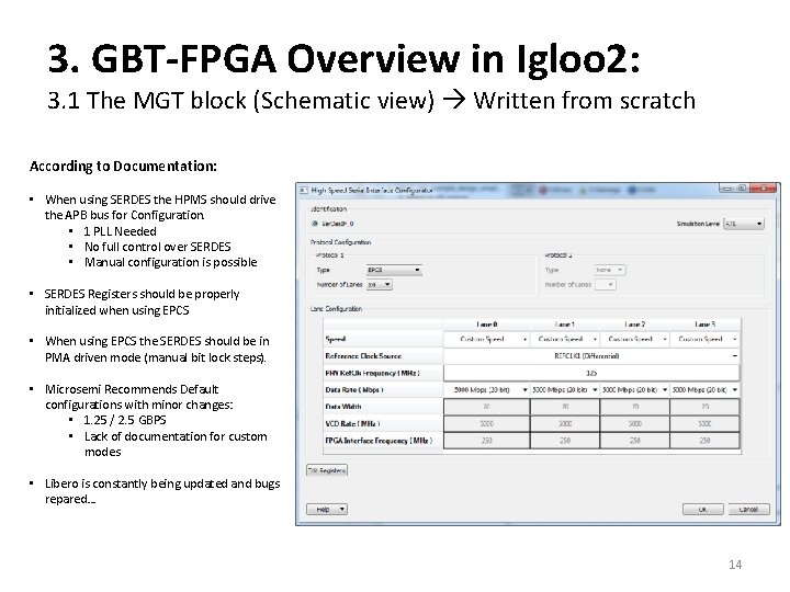 3. GBT-FPGA Overview in Igloo 2: 3. 1 The MGT block (Schematic view) Written