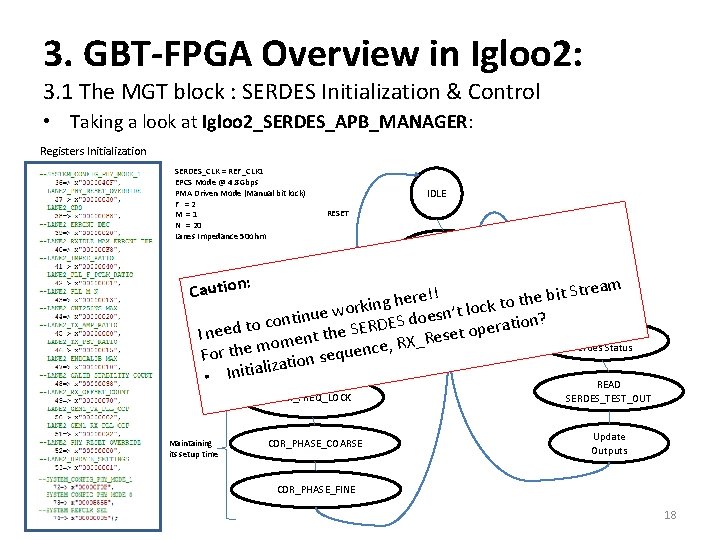 3. GBT-FPGA Overview in Igloo 2: 3. 1 The MGT block : SERDES Initialization