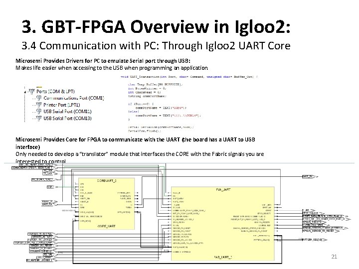 3. GBT-FPGA Overview in Igloo 2: 3. 4 Communication with PC: Through Igloo 2