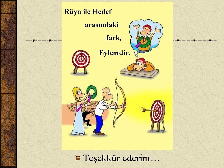 Rüya ile Hedef arasındaki fark, Eylemdir. Teşekkür ederim… 