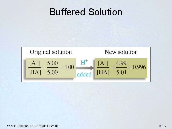 Buffered Solution © 2011 Brooks/Cole, Cengage Learning 6 | 12 
