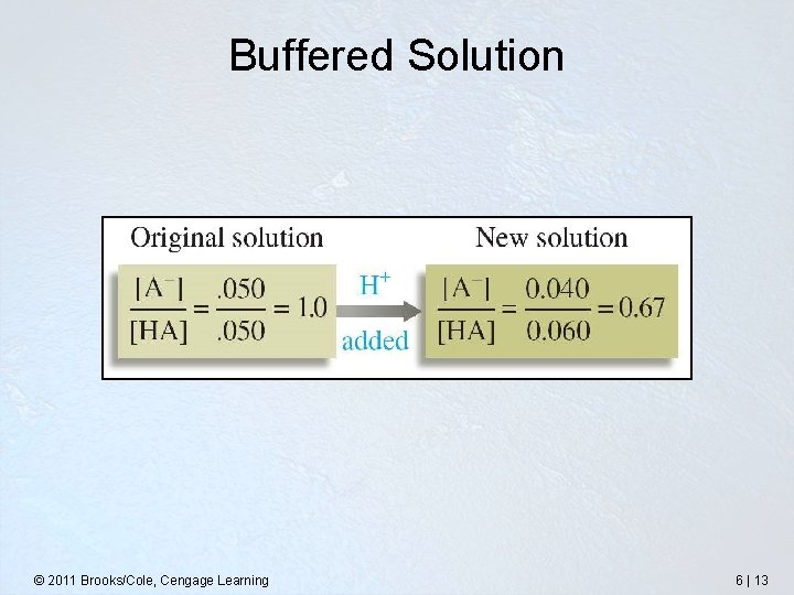 Buffered Solution © 2011 Brooks/Cole, Cengage Learning 6 | 13 