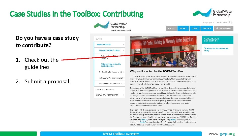 Case Studies in the Tool. Box: Contributing Do you have a case study to