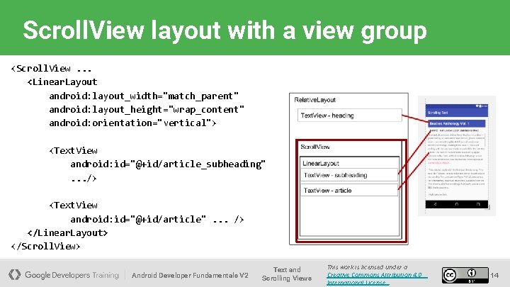 Scroll. View layout with a view group <Scroll. View. . . <Linear. Layout android: