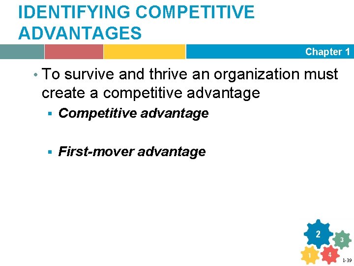 IDENTIFYING COMPETITIVE ADVANTAGES Chapter 1 • To survive and thrive an organization must create
