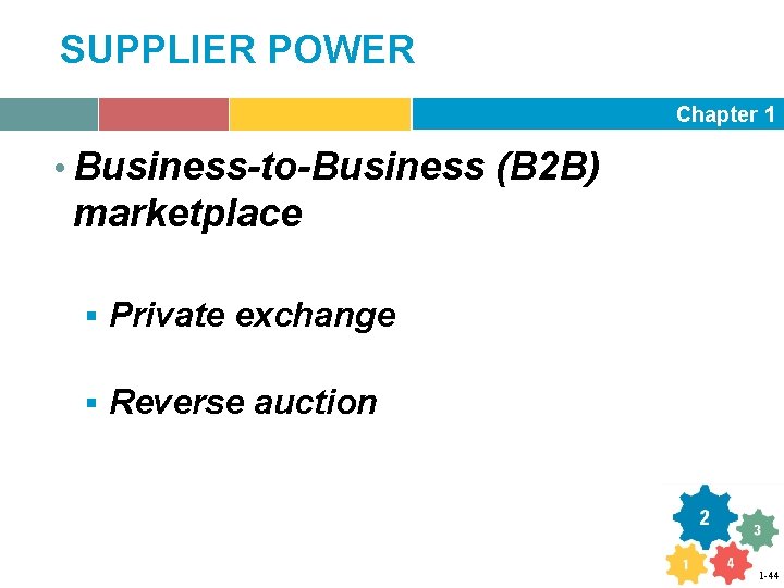 SUPPLIER POWER Chapter 1 • Business-to-Business (B 2 B) marketplace § Private exchange §
