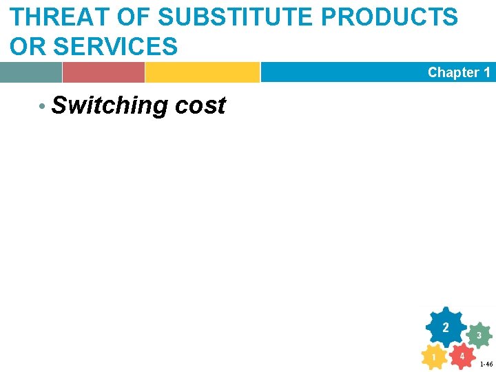 THREAT OF SUBSTITUTE PRODUCTS OR SERVICES Chapter 1 • Switching cost 1 -46 