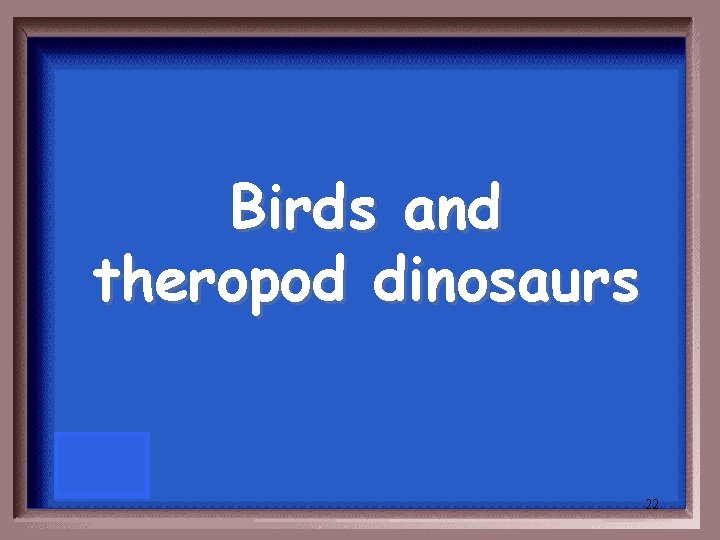 Birds and theropod dinosaurs 22 Birds and theropod dinosaurs 22