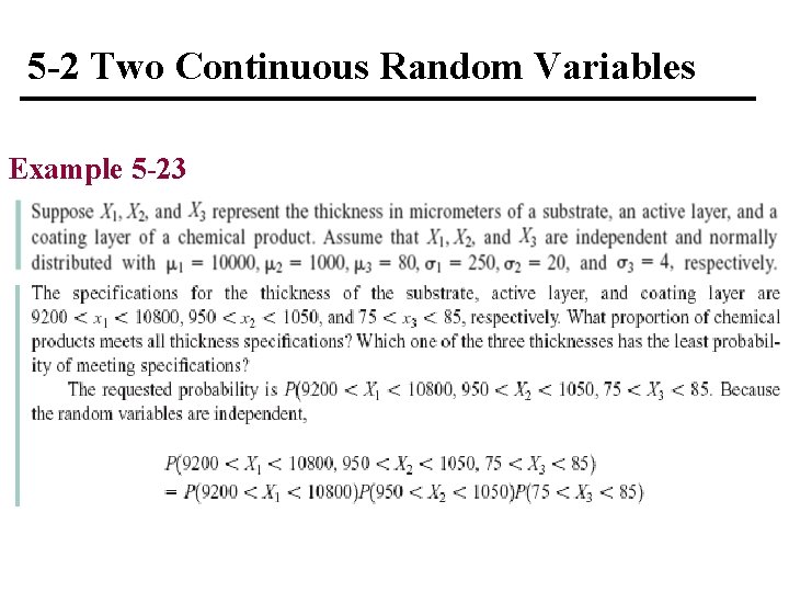 5 -2 Two Continuous Random Variables Example 5 -23 