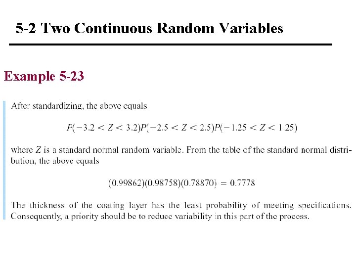 5 -2 Two Continuous Random Variables Example 5 -23 