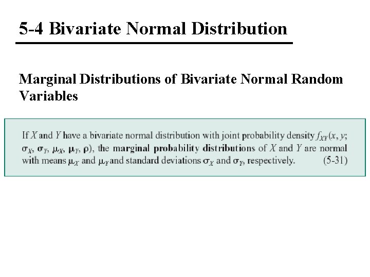 5 -4 Bivariate Normal Distribution Marginal Distributions of Bivariate Normal Random Variables 