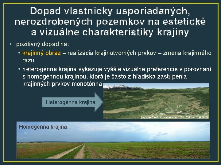 Dopad vlastnícky usporiadaných, nerozdrobených pozemkov na estetické a vizuálne charakteristiky krajiny • pozitivný dopad