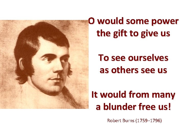 O would some power the gift to give us To see ourselves as others