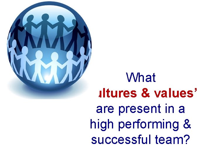 What ‘cultures & values’ are present in a high performing & successful team? 