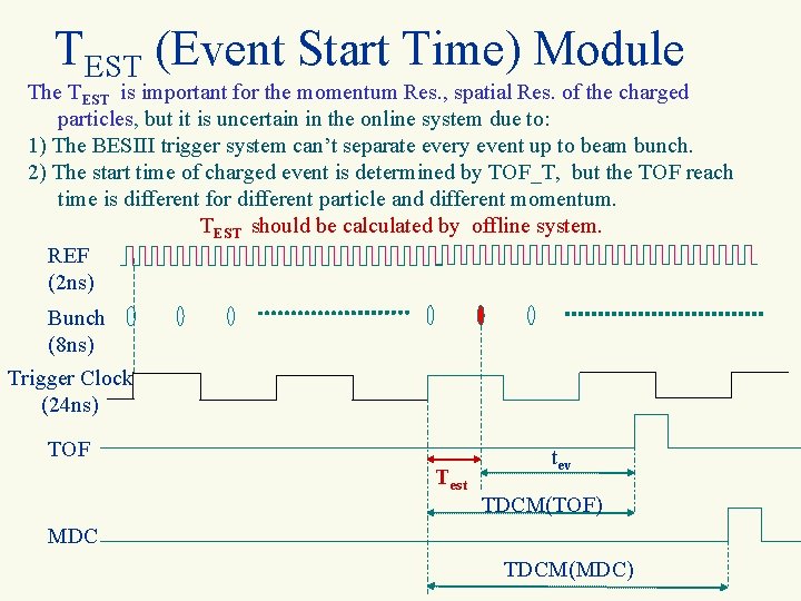 TEST (Event Start Time) Module The TEST is important for the momentum Res. ,