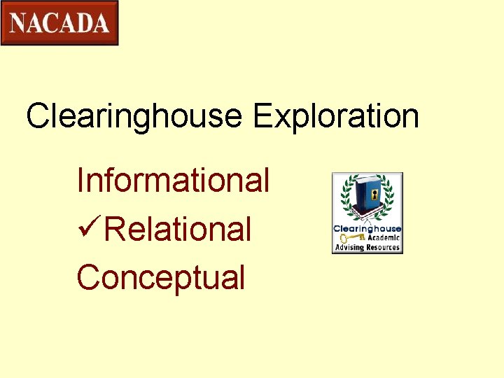 Clearinghouse Exploration Informational üRelational Conceptual 