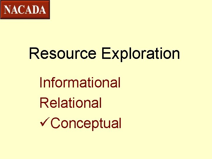 Resource Exploration Informational Relational üConceptual 