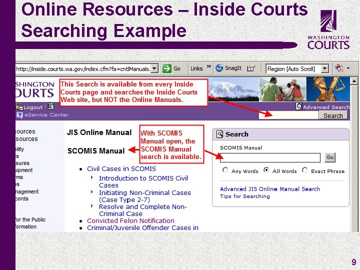 Online Resources – Inside Courts Searching Example c 9 