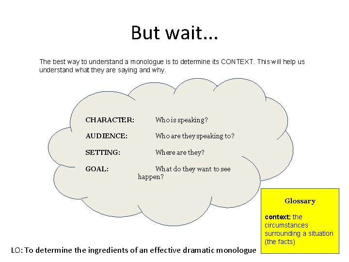 But wait. . . The best way to understand a monologue is to determine