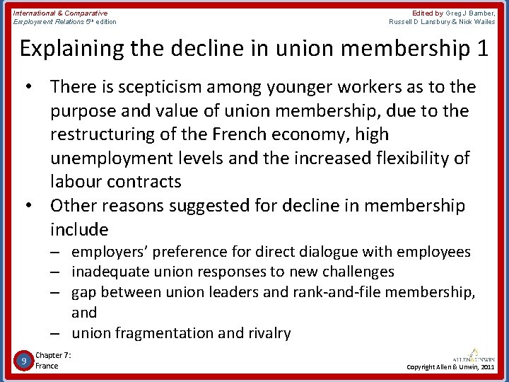 International & Comparative Employment Relations 5 th edition Edited by Greg J Bamber, Russell