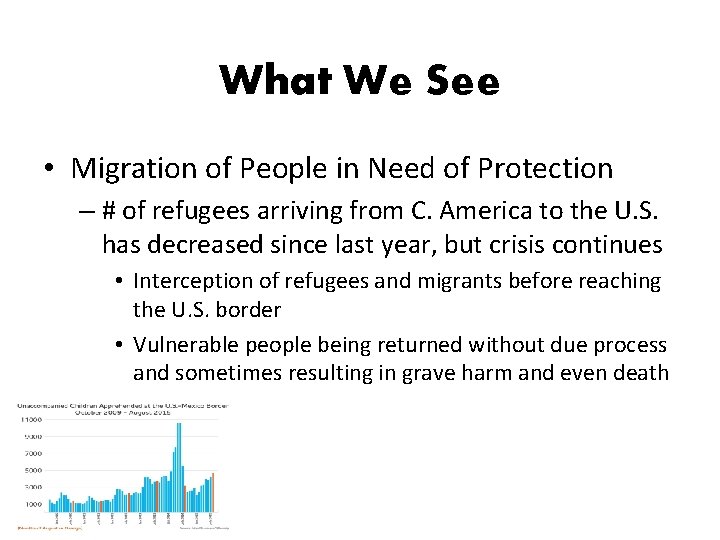 What We See • Migration of People in Need of Protection – # of