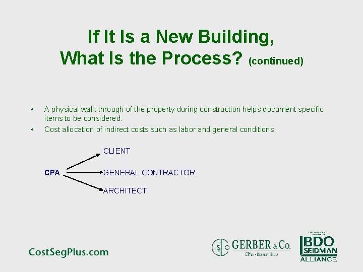 If It Is a New Building, What Is the Process? (continued) • • A