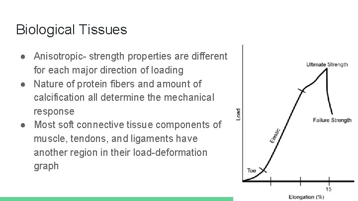 Biological Tissues ● Anisotropic- strength properties are different for each major direction of loading