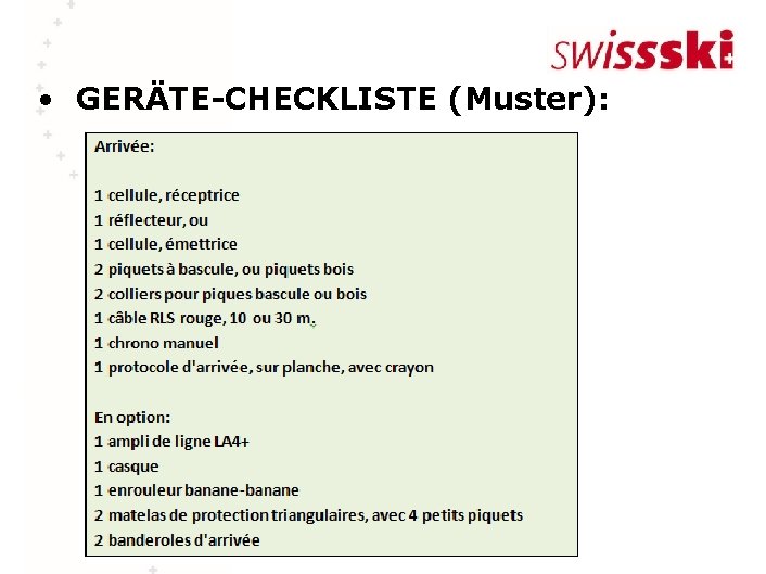  • GERÄTE-CHECKLISTE (Muster): 