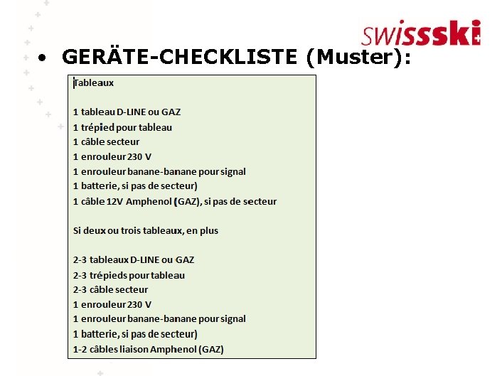  • GERÄTE-CHECKLISTE (Muster): 