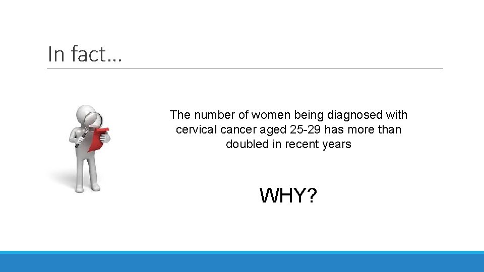 In fact… The number of women being diagnosed with cervical cancer aged 25 -29