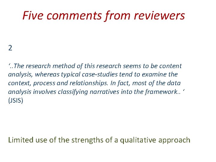 Five comments from reviewers 2 ‘. . The research method of this research seems