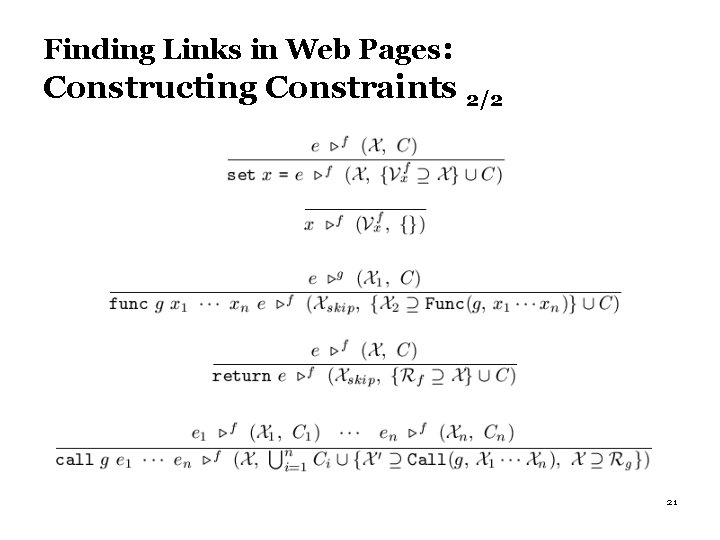 Finding Links in Web Pages: Constructing Constraints 2/2 21 