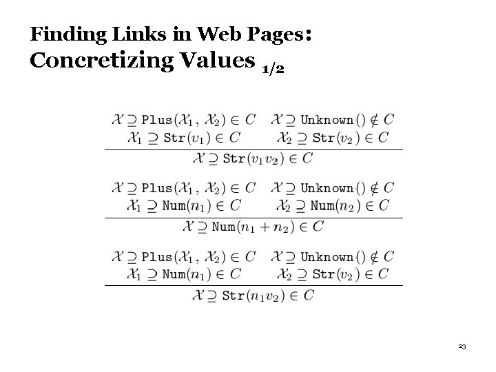 Finding Links in Web Pages: Concretizing Values 1/2 23 