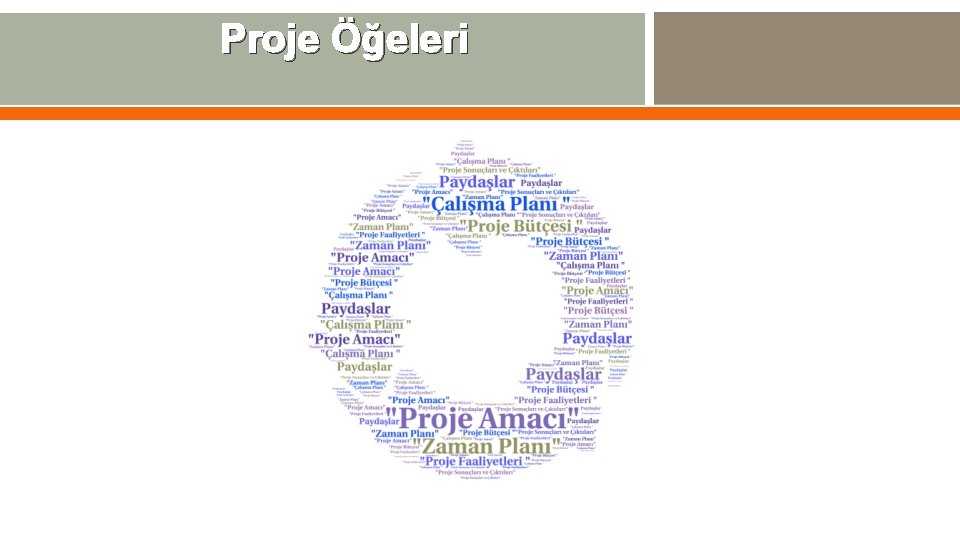 Proje Öğeleri Proje Amacı Çalışma Planı Zaman Planı Proje Bütçesi Paydaşlar Proje Faaliyetleri Proje