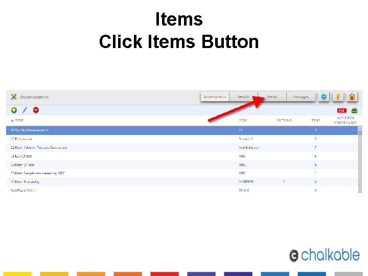 Items Click Items Button 