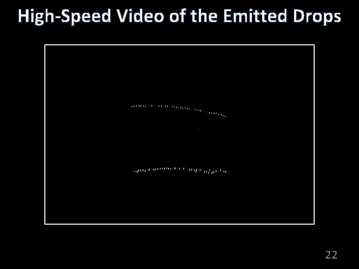 High-Speed Video of the Emitted Drops 22 