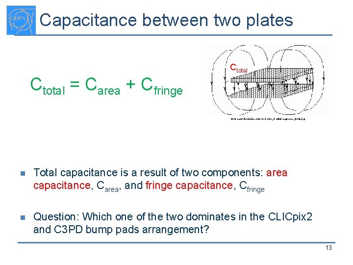Capacitance between two plates Ctotal = Carea + Cfringe http: //maxwell. ucdavis. edu/~electro/dc_circuits/images/cap_fields. jpg