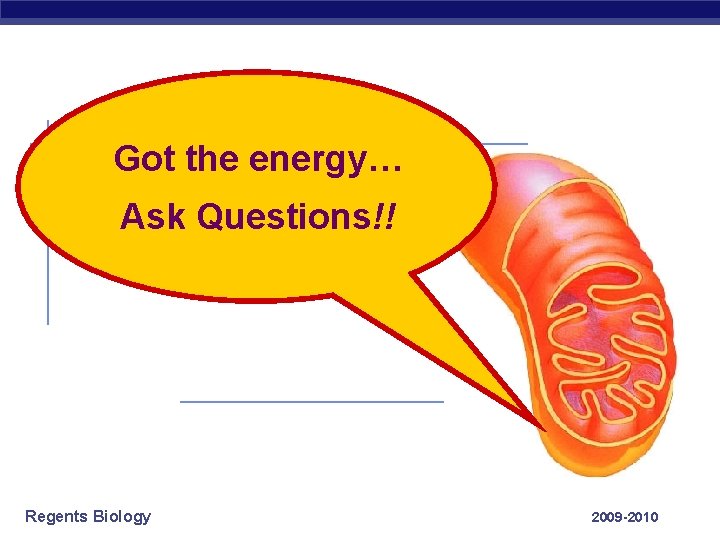 Got the energy… Ask Questions!! Regents Biology 2009 -2010 