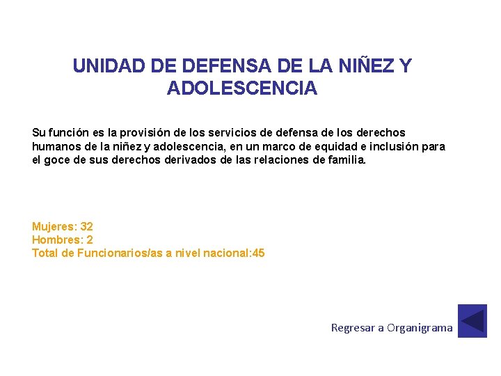 UNIDAD DE DEFENSA DE LA NIÑEZ Y ADOLESCENCIA Su función es la provisión de