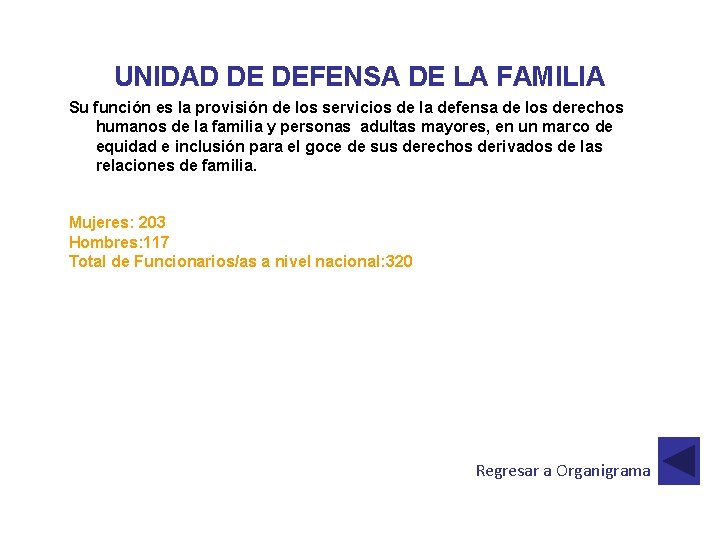 UNIDAD DE DEFENSA DE LA FAMILIA Su función es la provisión de los servicios