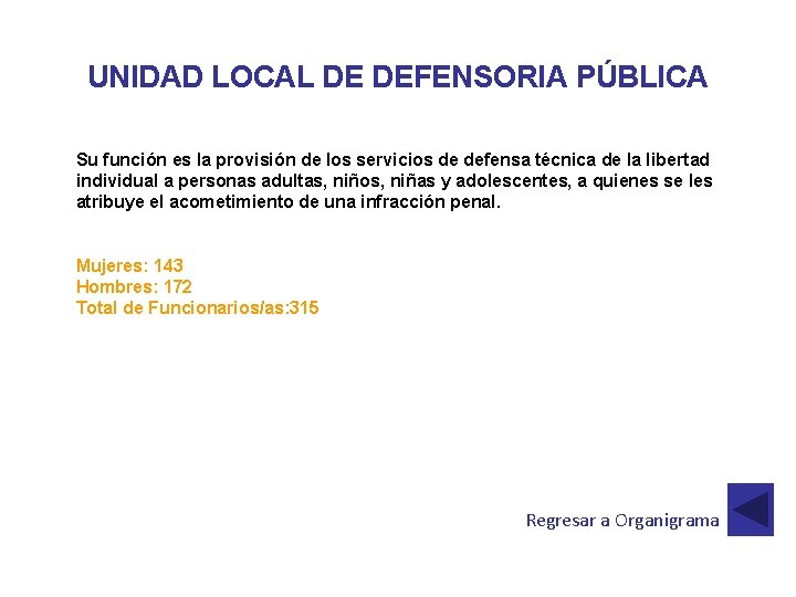 UNIDAD LOCAL DE DEFENSORIA PÚBLICA Su función es la provisión de los servicios de