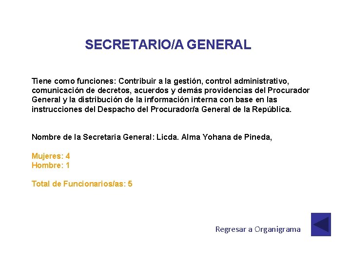 SECRETARIO/A GENERAL Tiene como funciones: Contribuir a la gestión, control administrativo, comunicación de decretos,