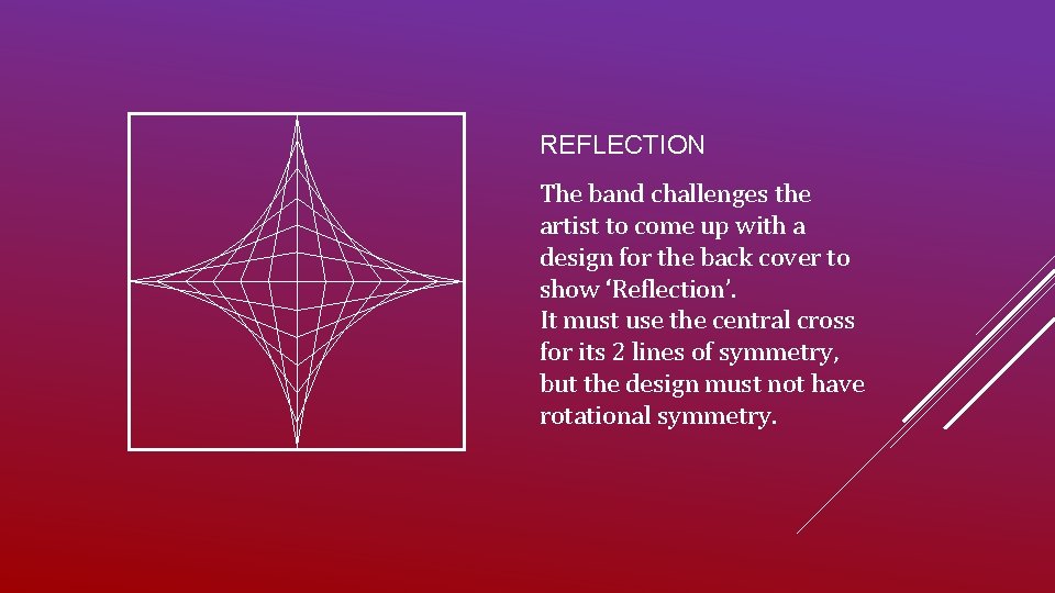 REFLECTION The band challenges the artist to come up with a design for the