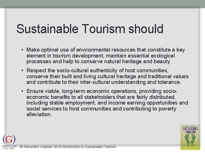LETS TALK ABOUT SUSTAINABLE TOURISM Alexandra Coghlan 2019