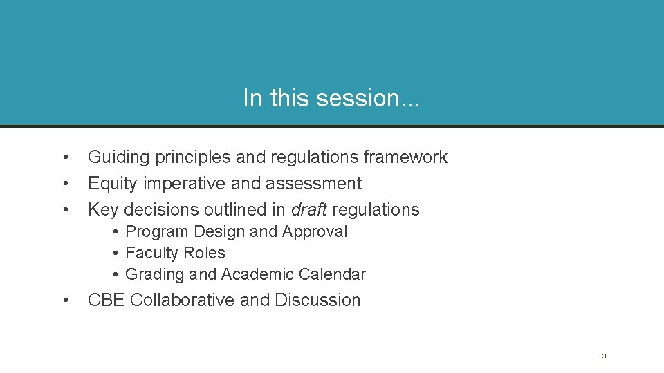 In this session. . . • • • Guiding principles and regulations framework Equity
