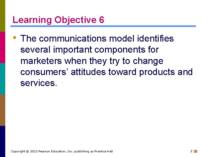 Learning Objective 6 • The communications model identifies several important components for marketers when Learning Objective 6 • The communications model identifies several important components for marketers when