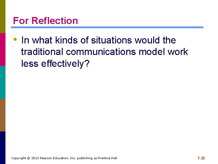 For Reflection • In what kinds of situations would the traditional communications model work For Reflection • In what kinds of situations would the traditional communications model work