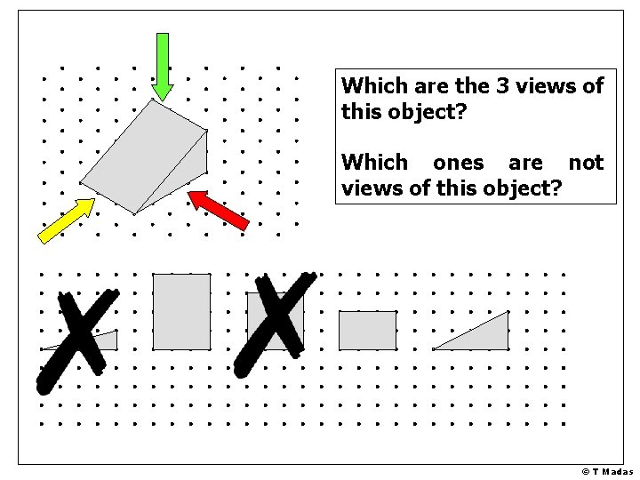 Which are the 3 views of this object? Which ones are not views of